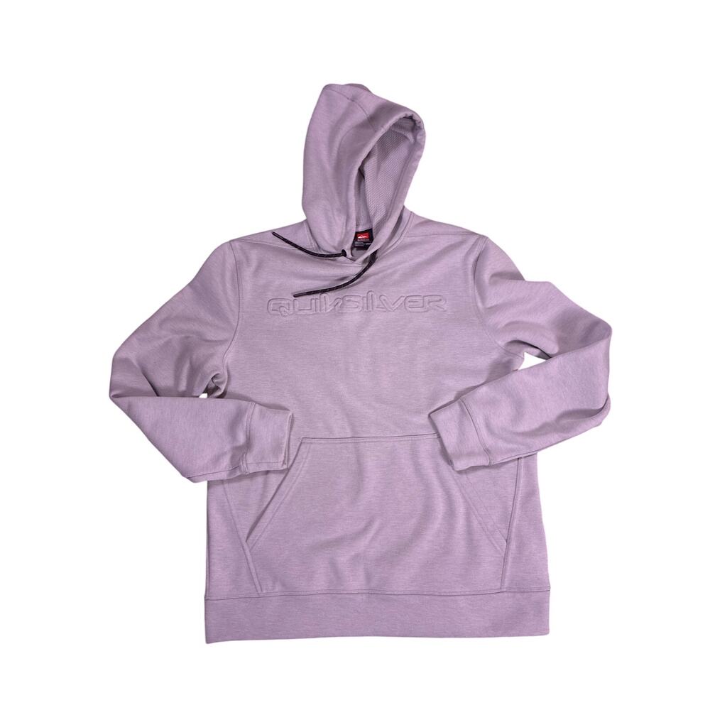 Quiksilver Y2K Hoodie Mens Medium White Gray Raised Logo Heavyweight Pullover
